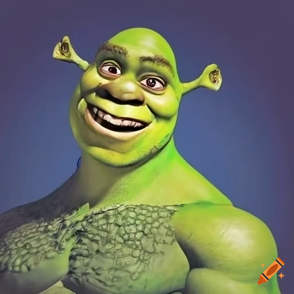 Shrek with a muscular physique