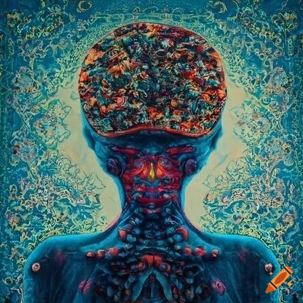 tapestry depicting someone contemplating existence