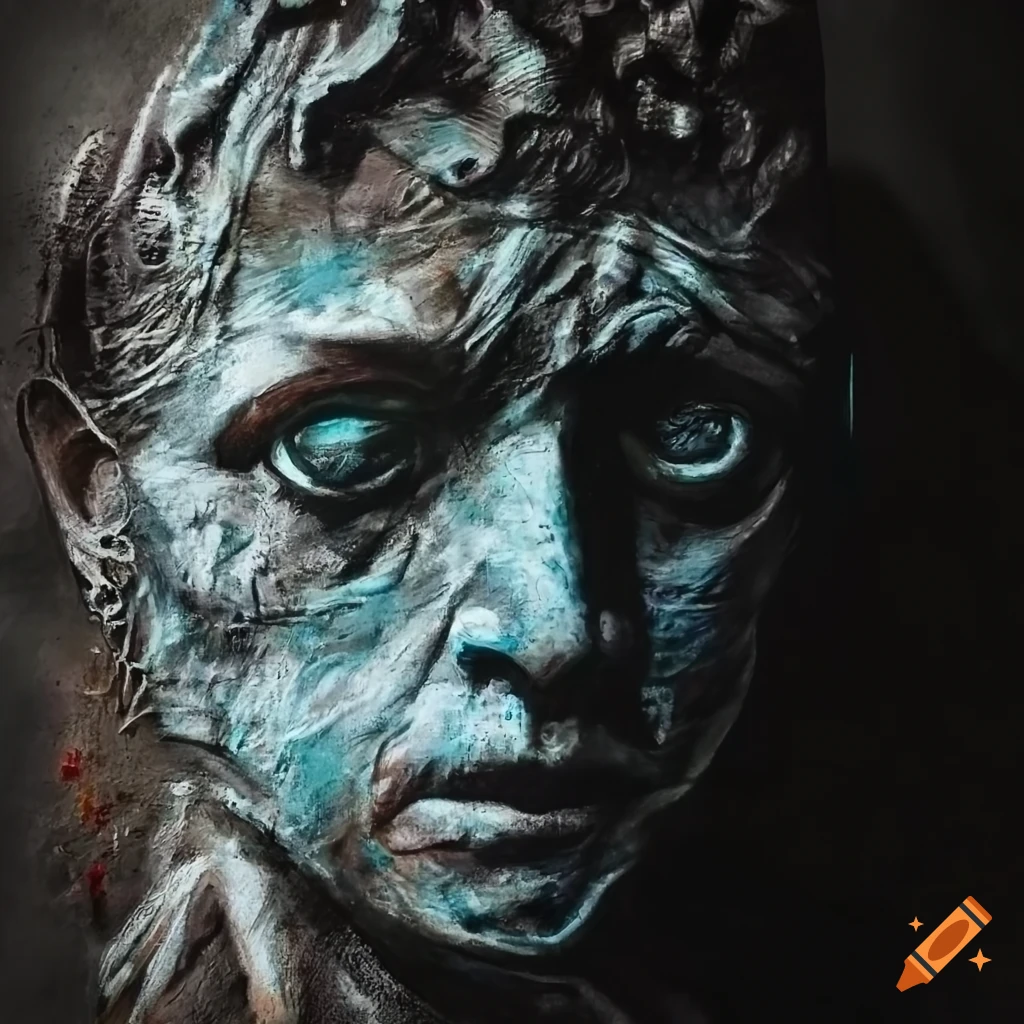 intricate chalk art of a faded man