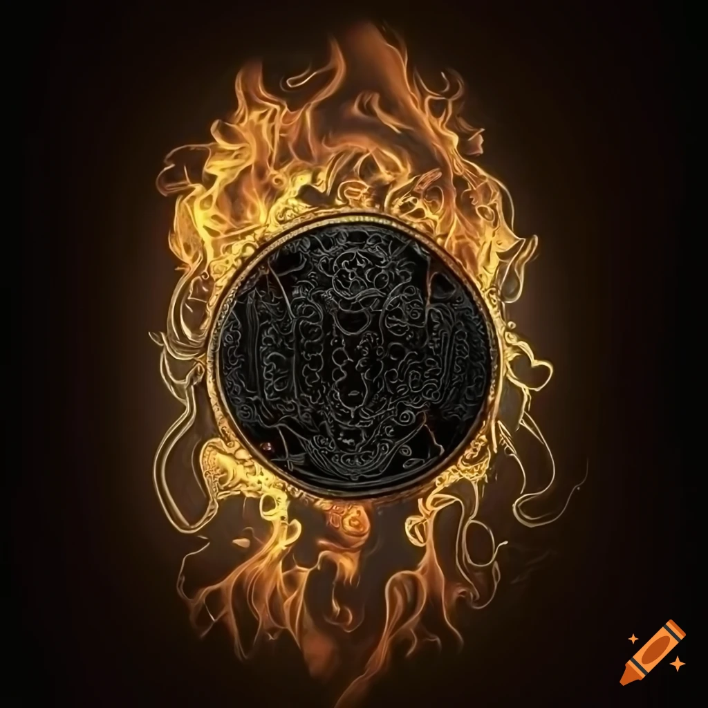 black and gold burning shield with BOS initials