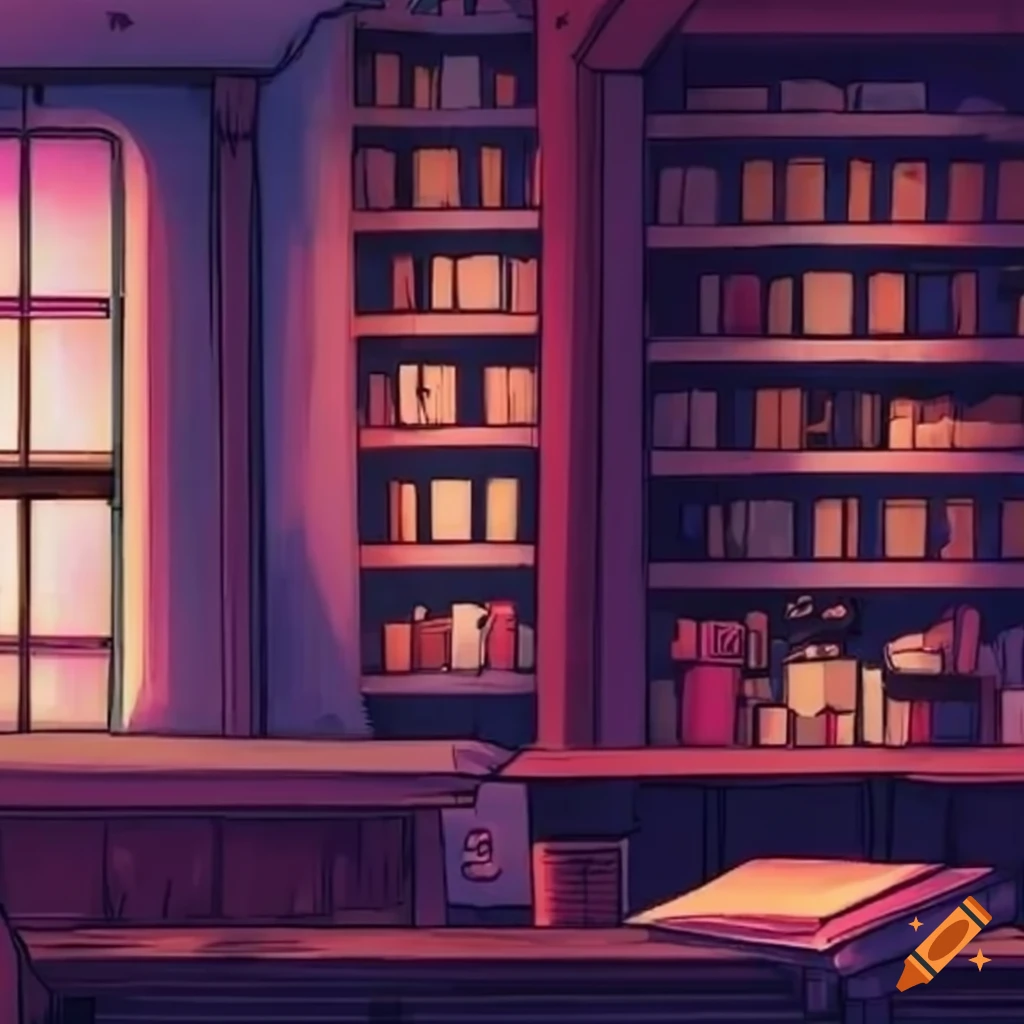 loft-style room with a manga bookshelf
