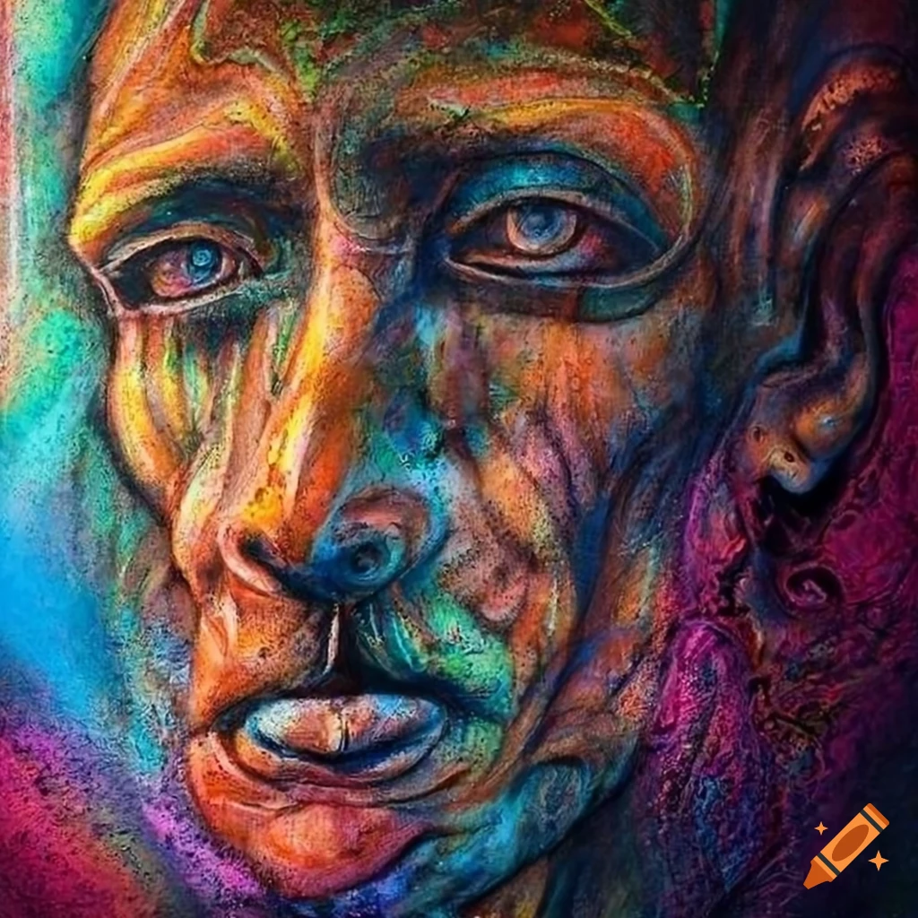 intricate chalk art of a faded man