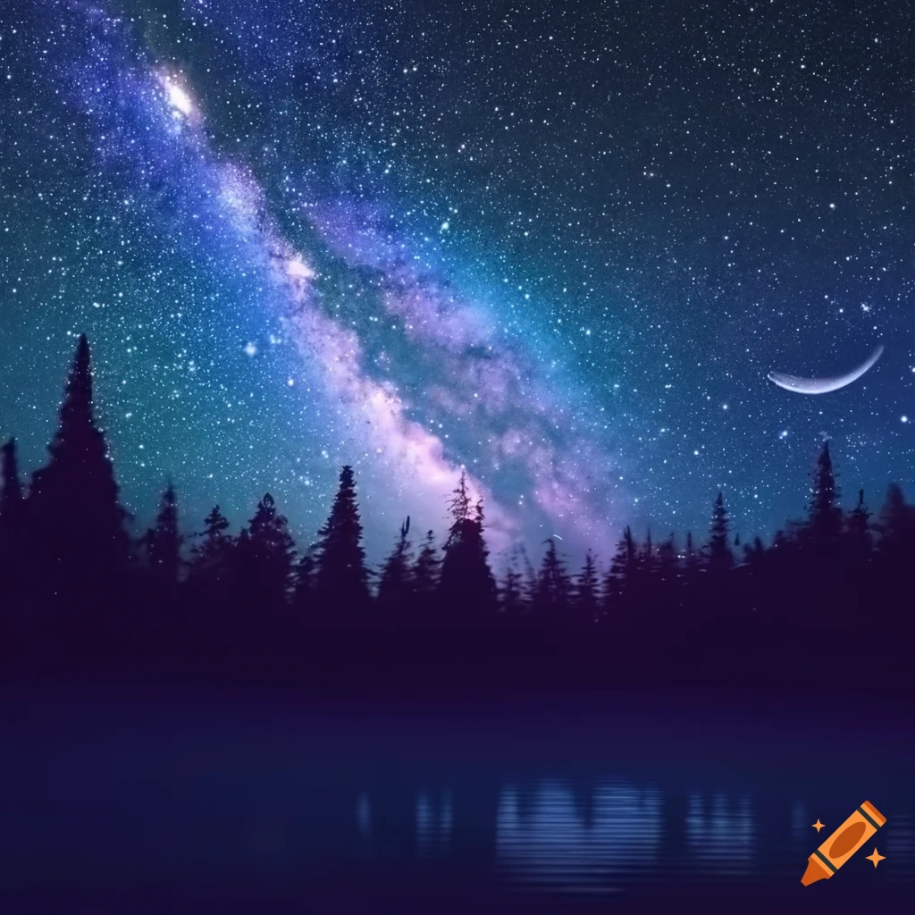 dreamy night sky with shooting stars