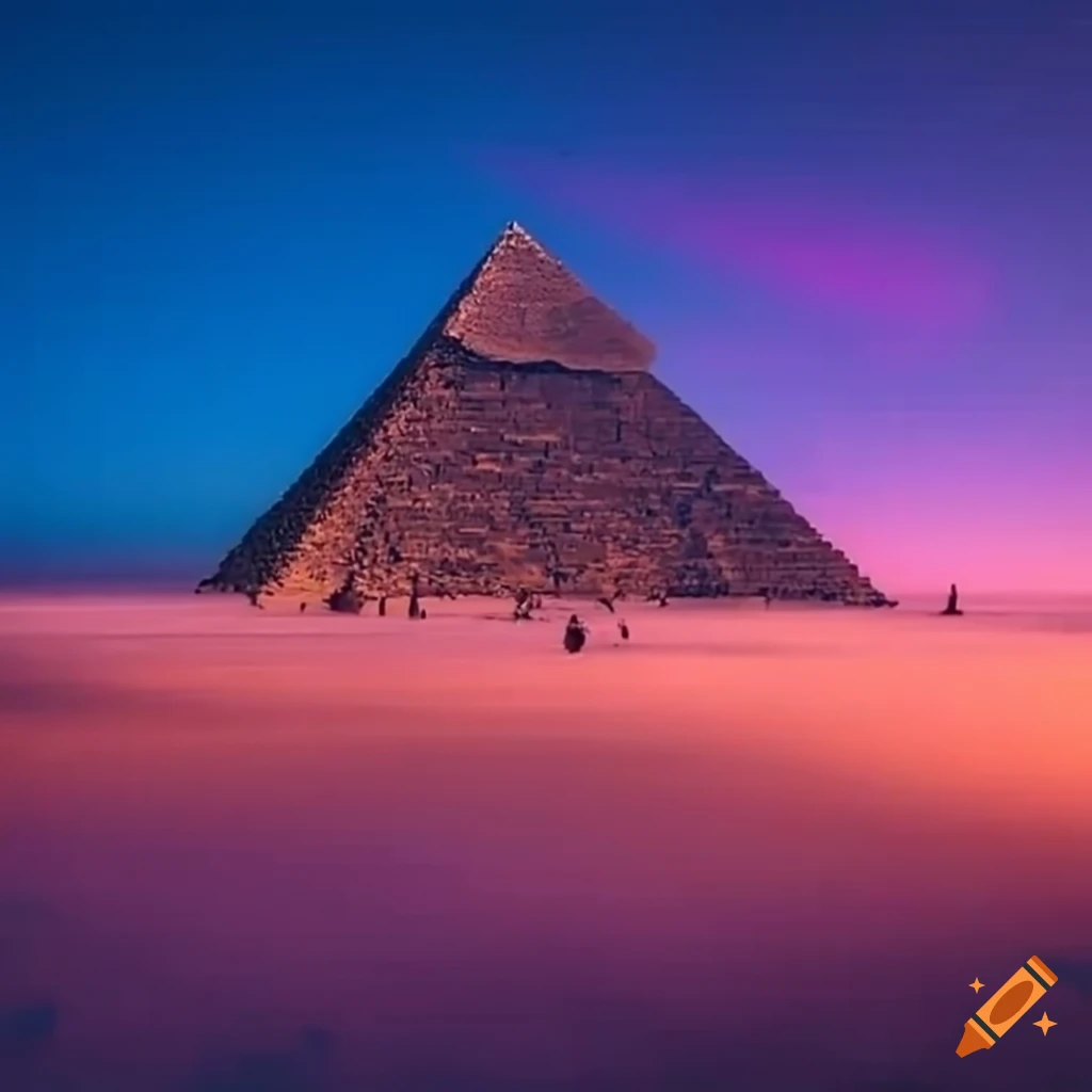 colorful bubbles floating above pyramids