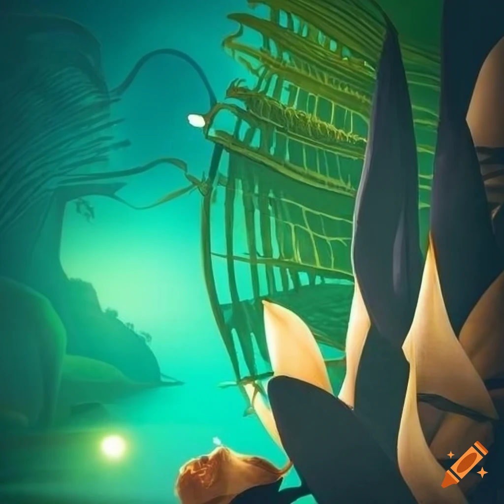 golden lighting on tropical plants and seashells with a bat