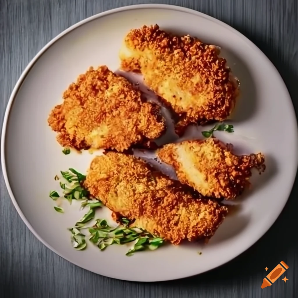 gourmet breaded chicken breast dish