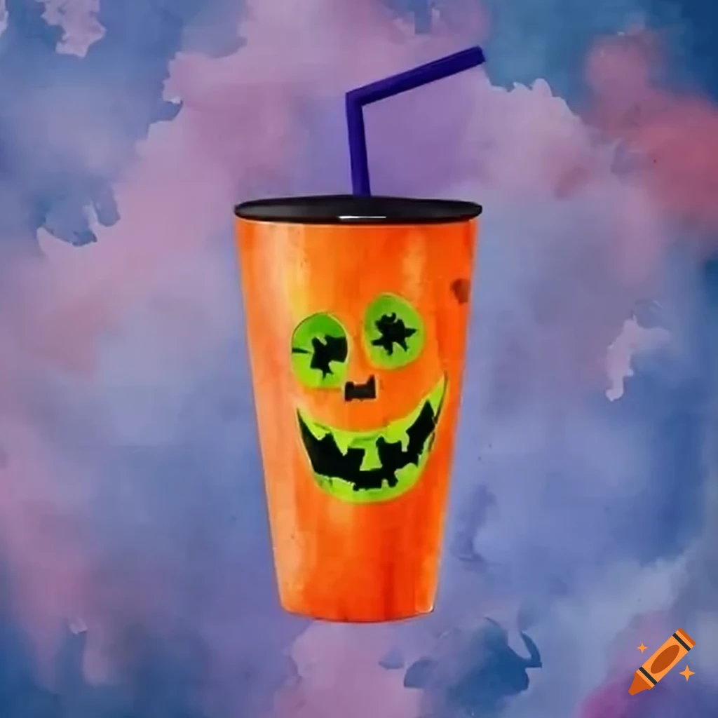 colorful Halloween tumbler with a smiling cartoon face