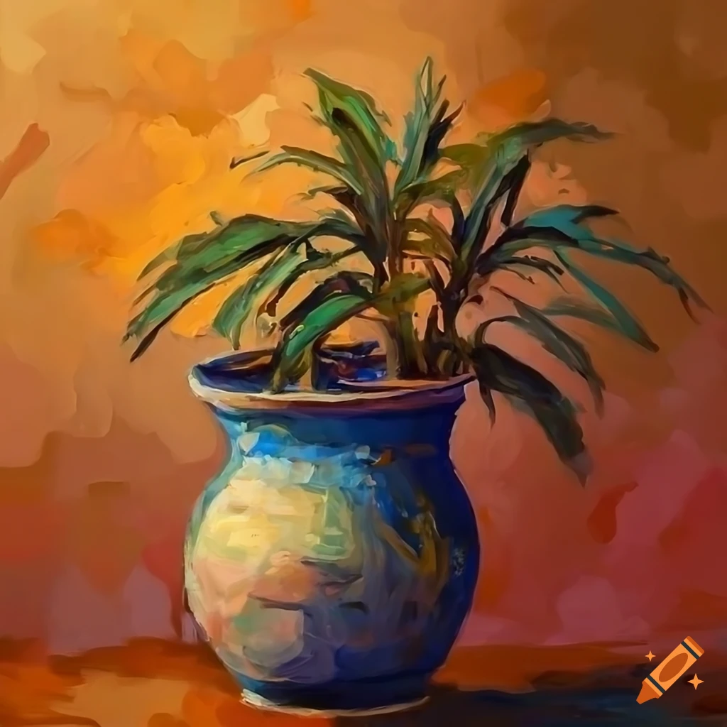 impressionist painting of a Moroccan pot plant