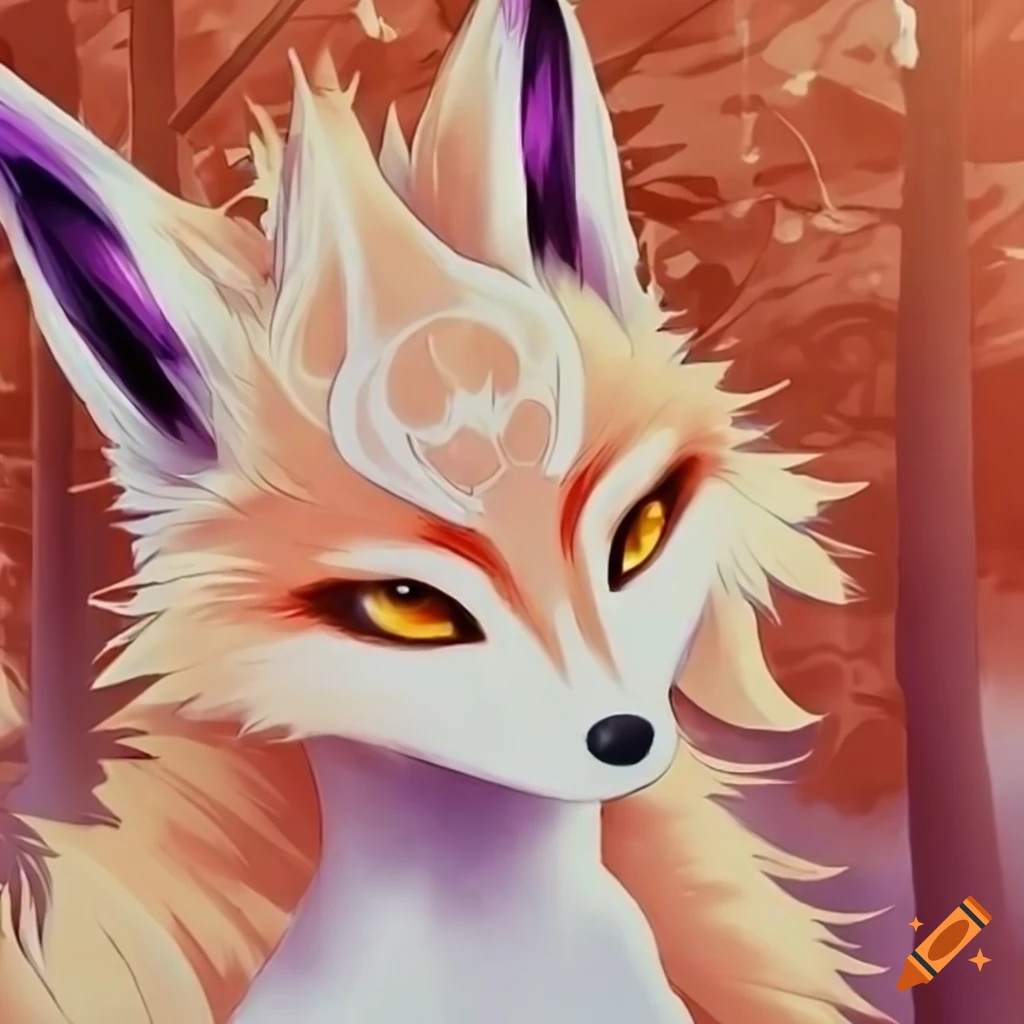 artistic depiction of a nine-tailed kitsune