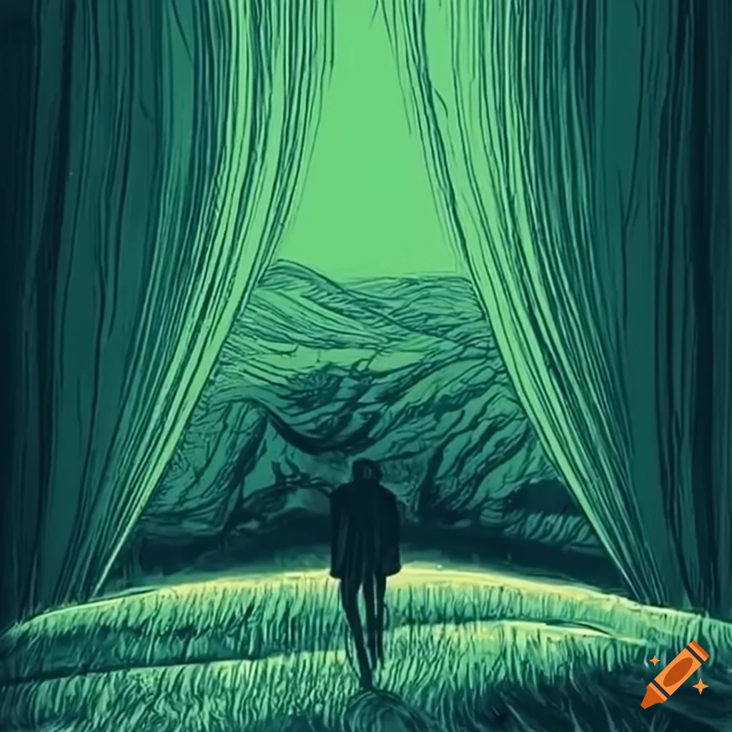 view of a mysterious spiral in a green valley
