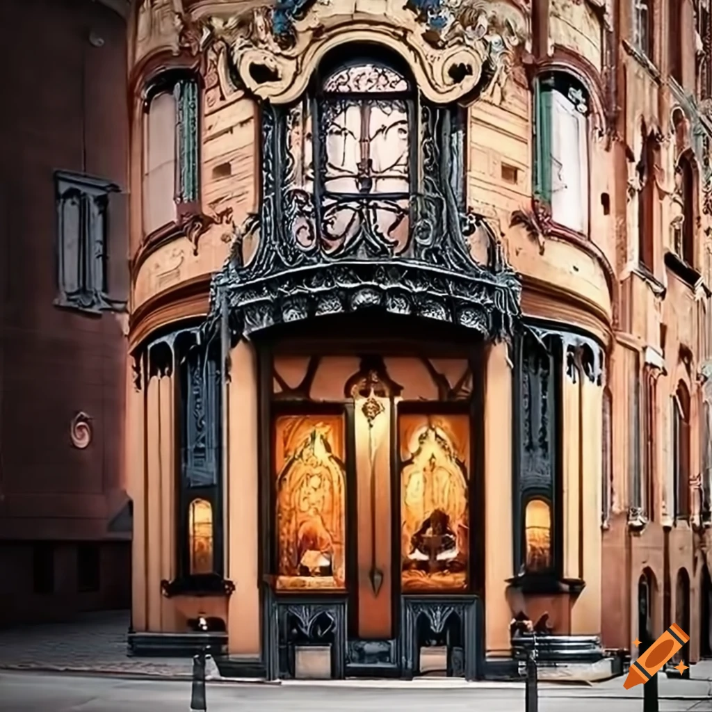 art nouveau storefront with gothic influences
