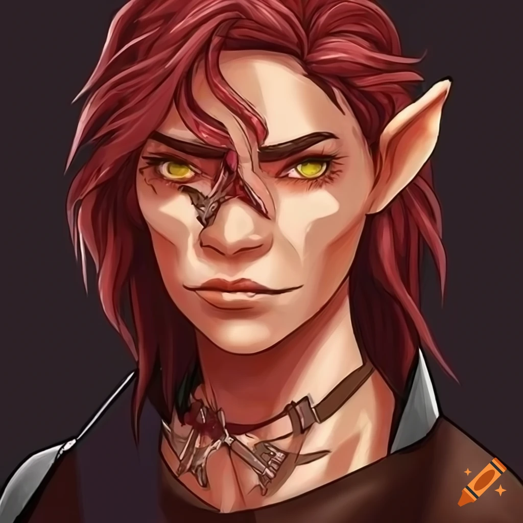 half elf rogue character illustration