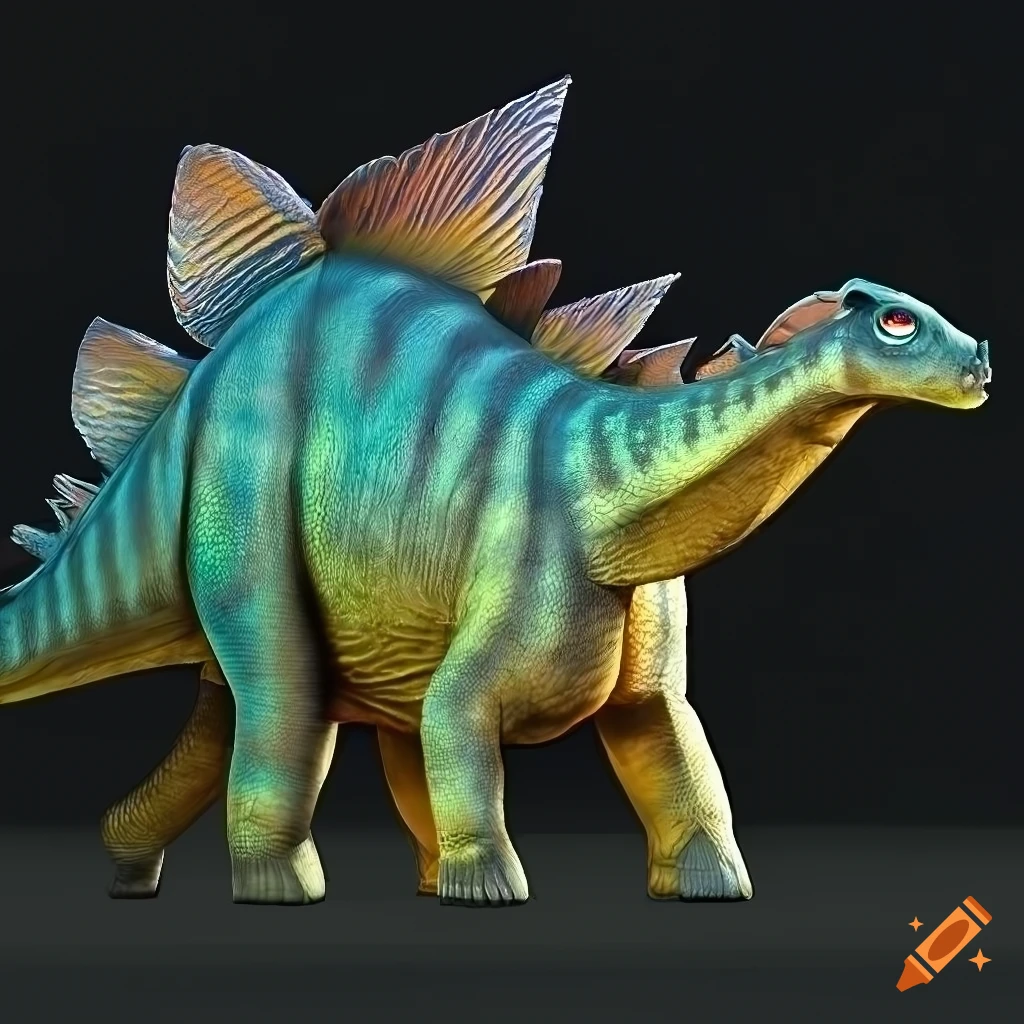 colorful Stegosaurus with intricate pattern and textured skin