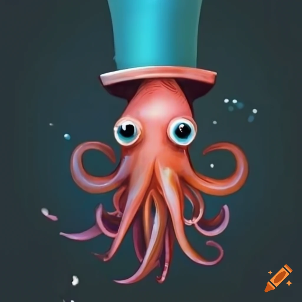 image of a squid wearing a top hat