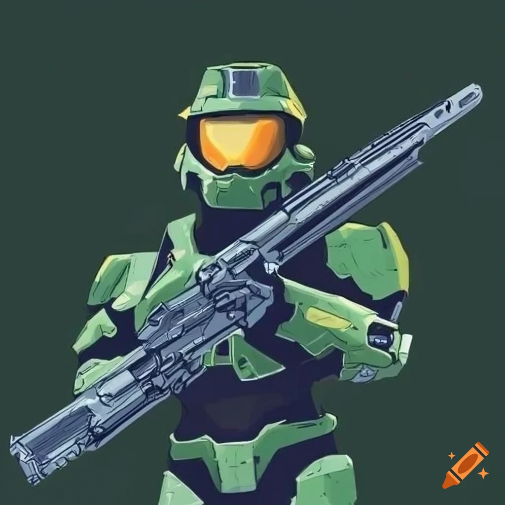 cartoon image of Master Chief with M90 Close Assault Weapon System