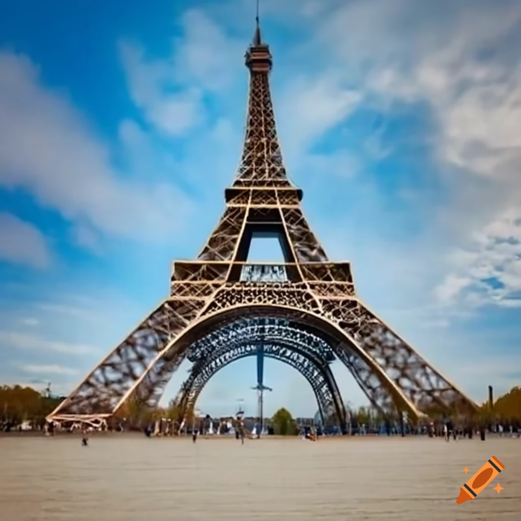 Eiffel Tower with the French flag waving