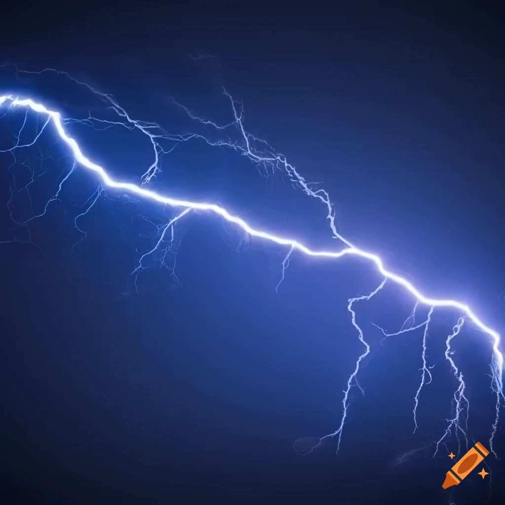 realistic lightning on a blue background