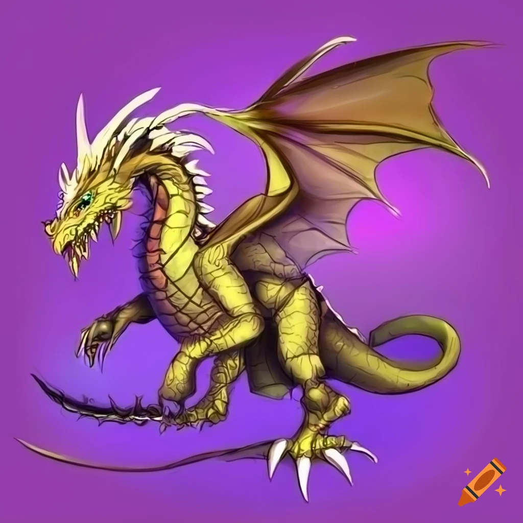 side view illustration of a detailed dragon with wings