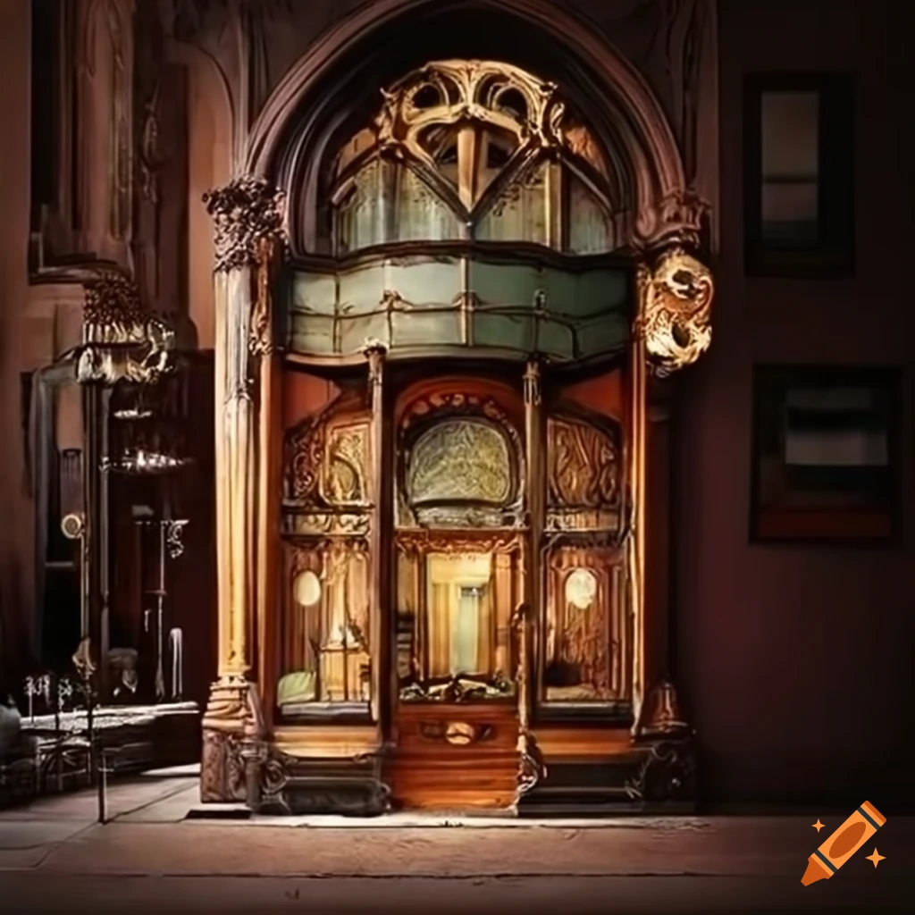 art nouveau storefront with gothic influences
