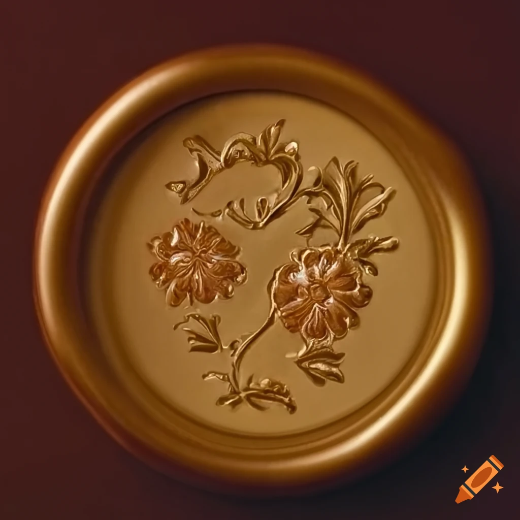 colorful wax seal with embossed flowers