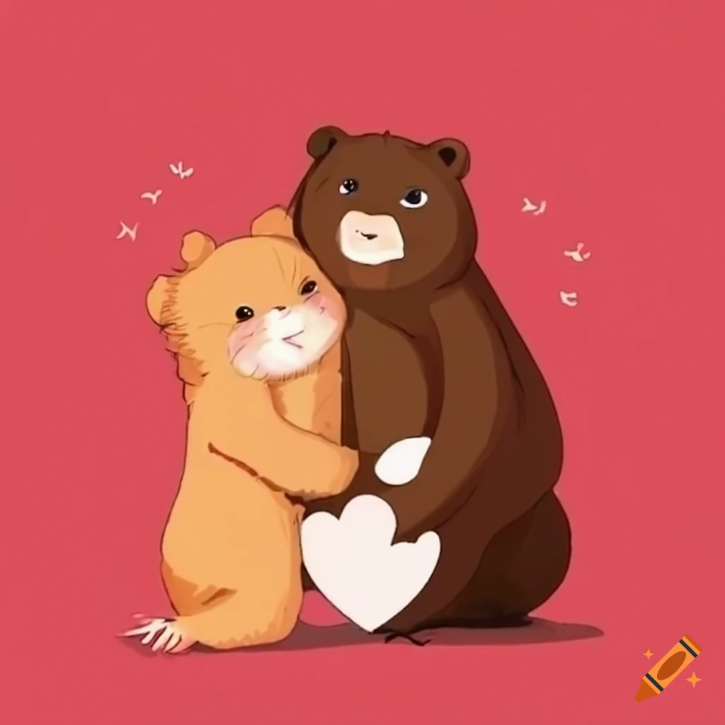 bear and hamster in love