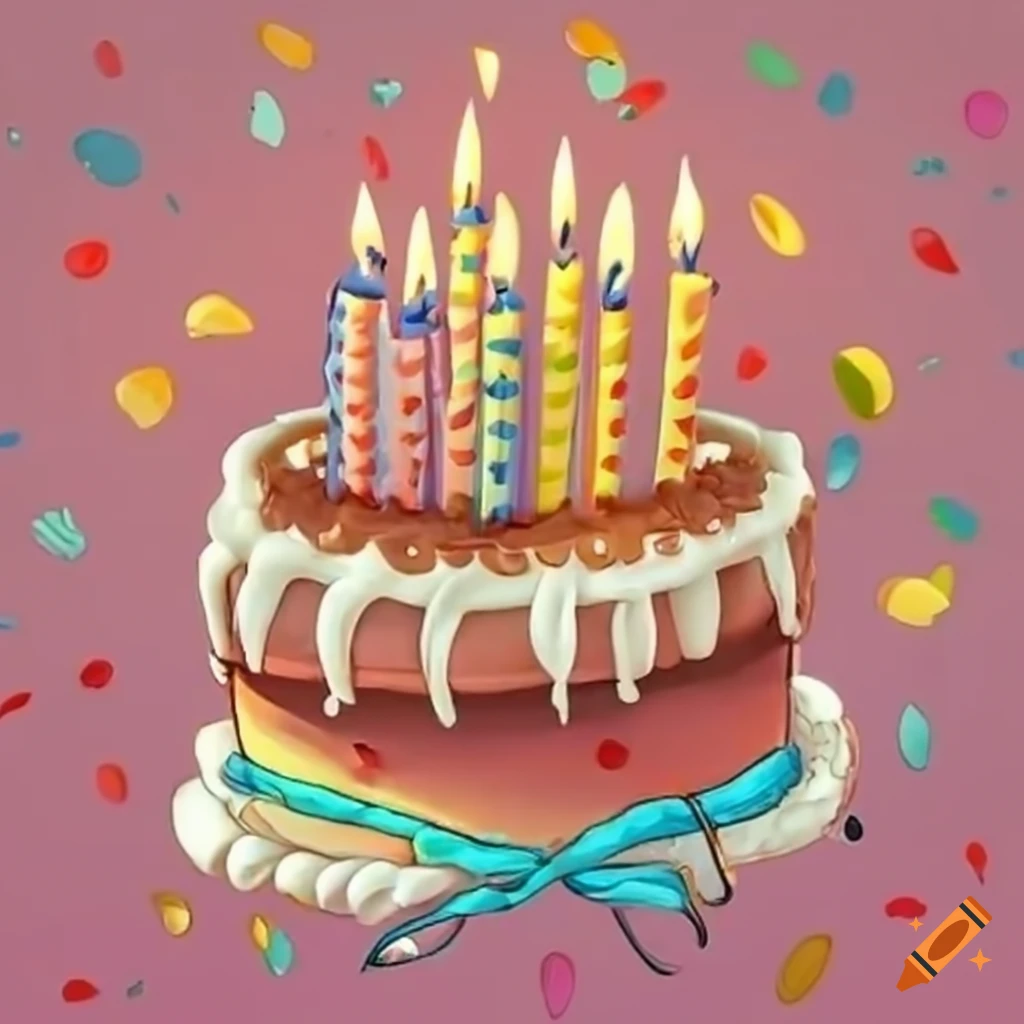cartoon birthday cake with candles