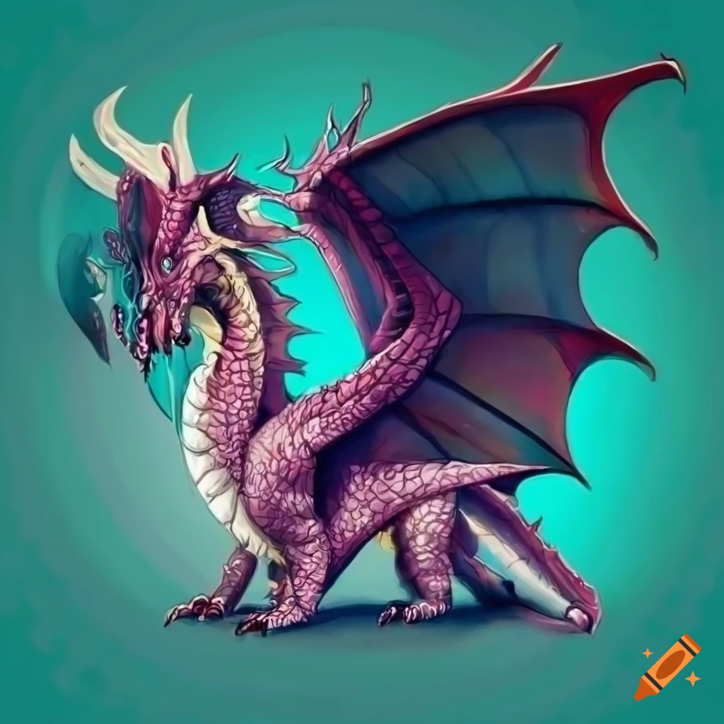 side view illustration of a detailed dragon with wings