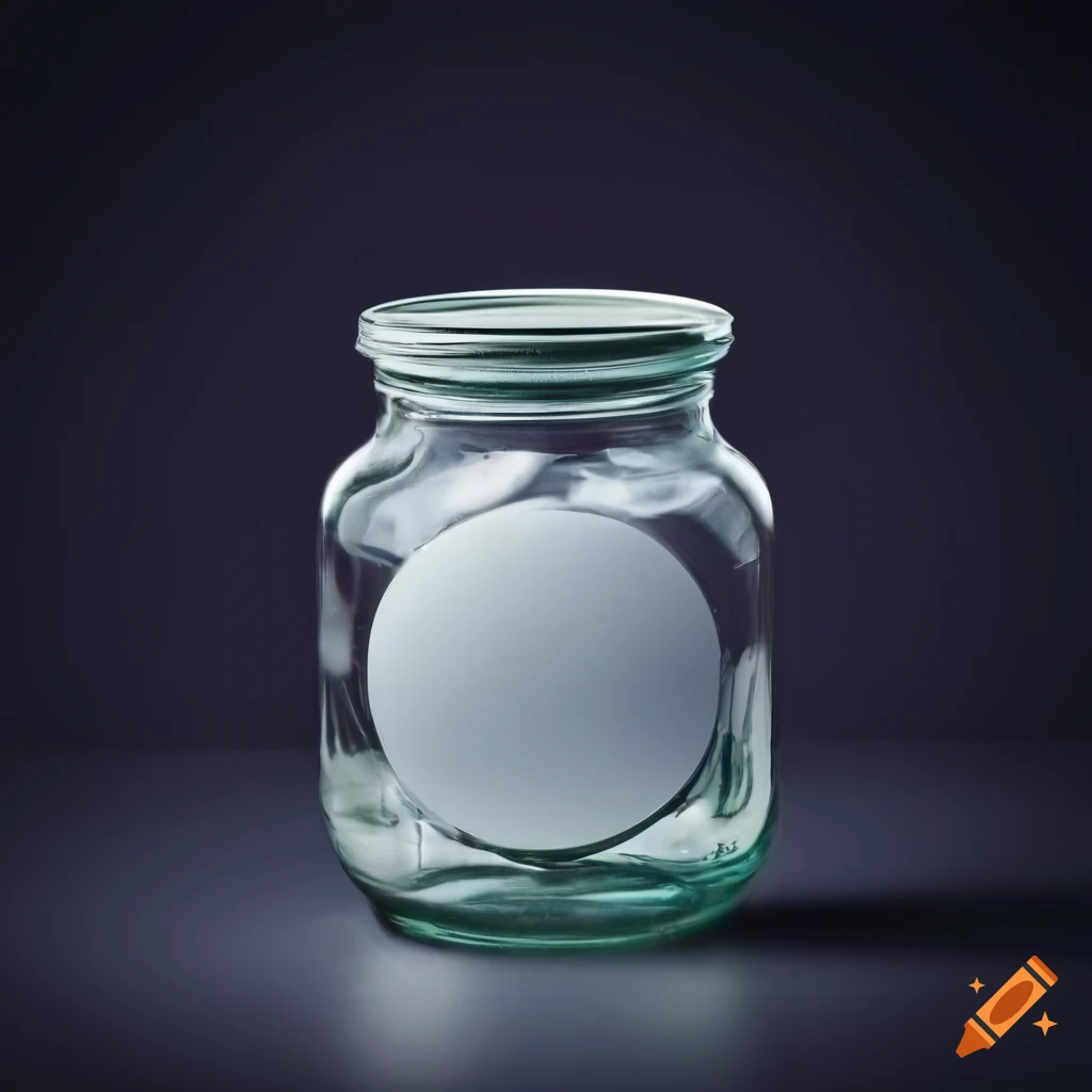 glass jar with a round label