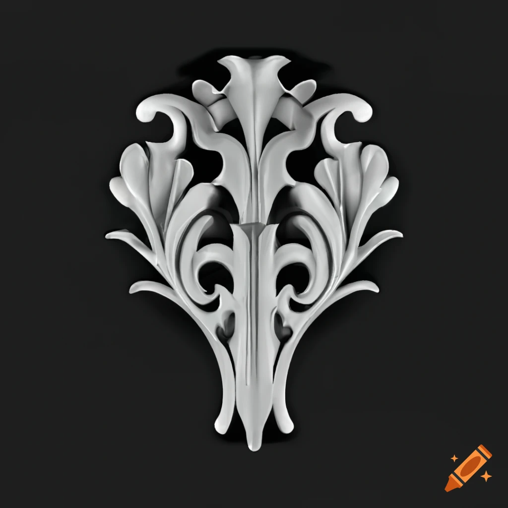 3D grayscale art nouveau ornament
