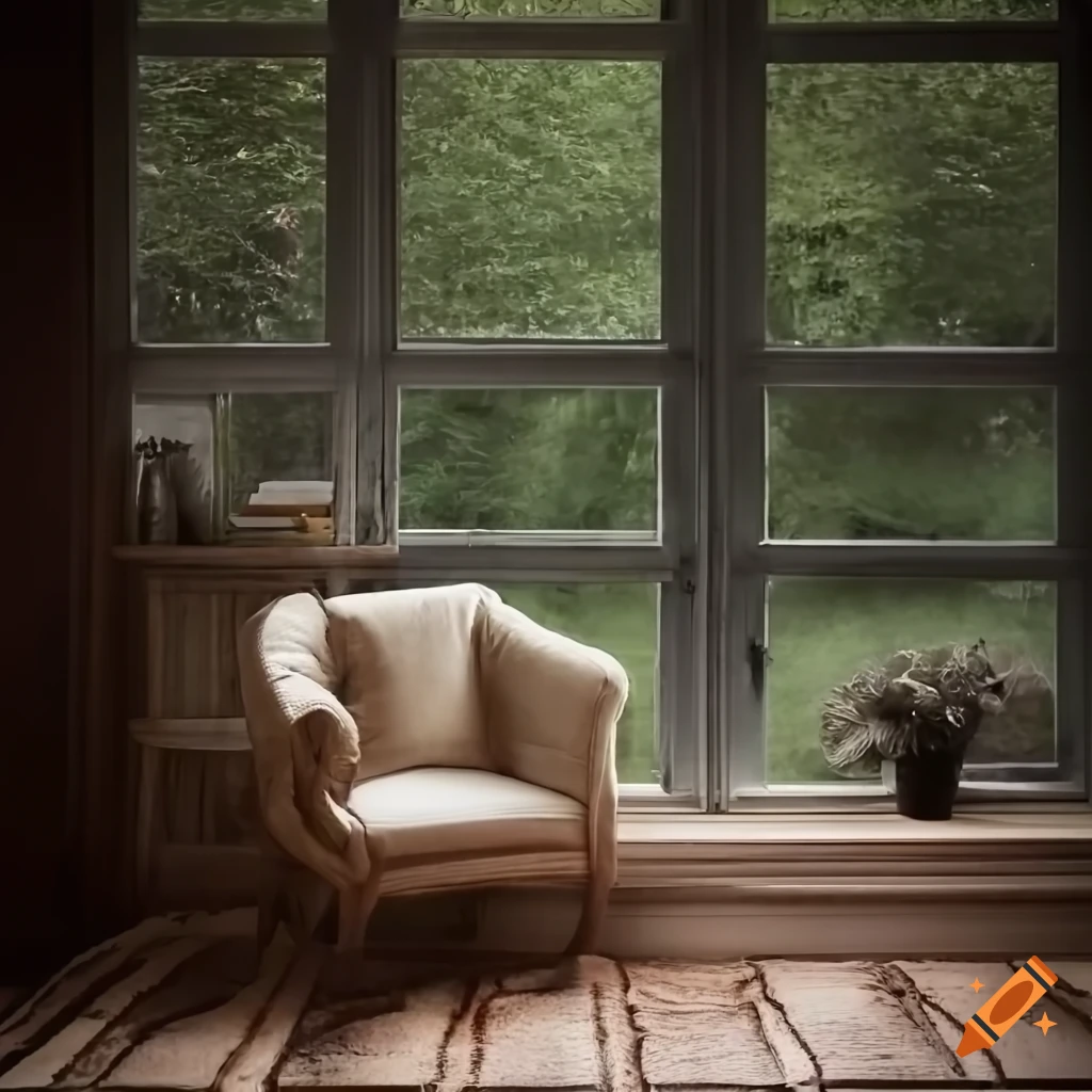 cozy room with a view of pond from window