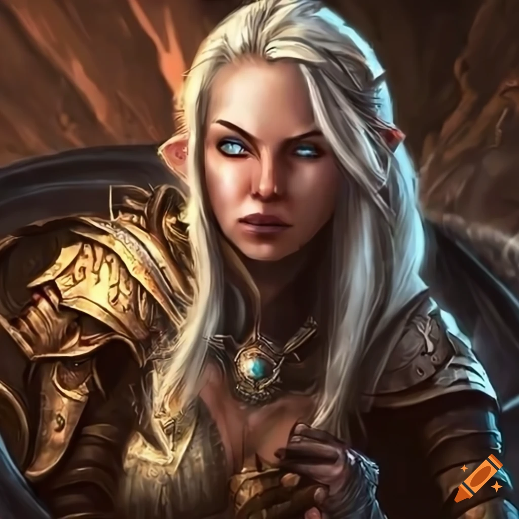 Powerful blonde warrior in baldur’s gate on Craiyon