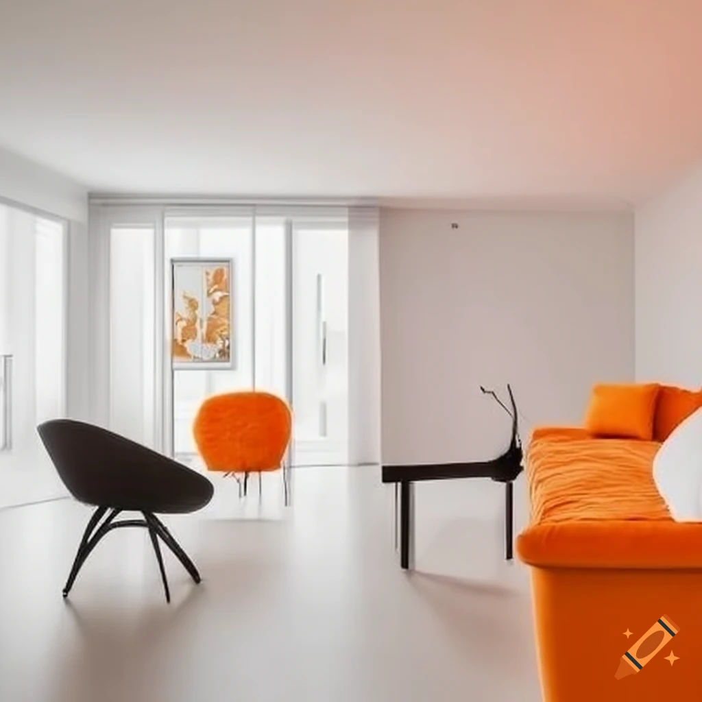 modern white and orange house interior