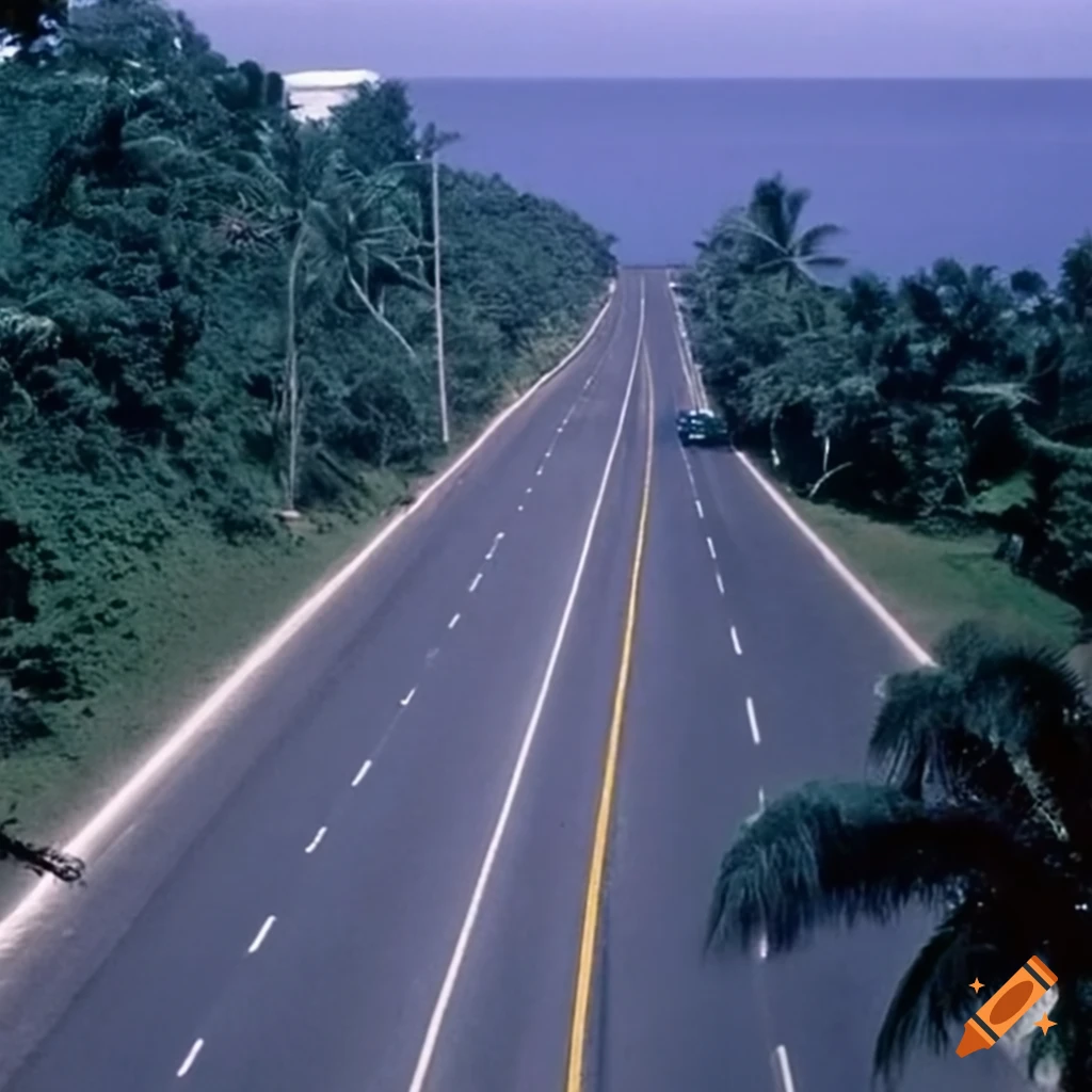 city highway in a tropical island