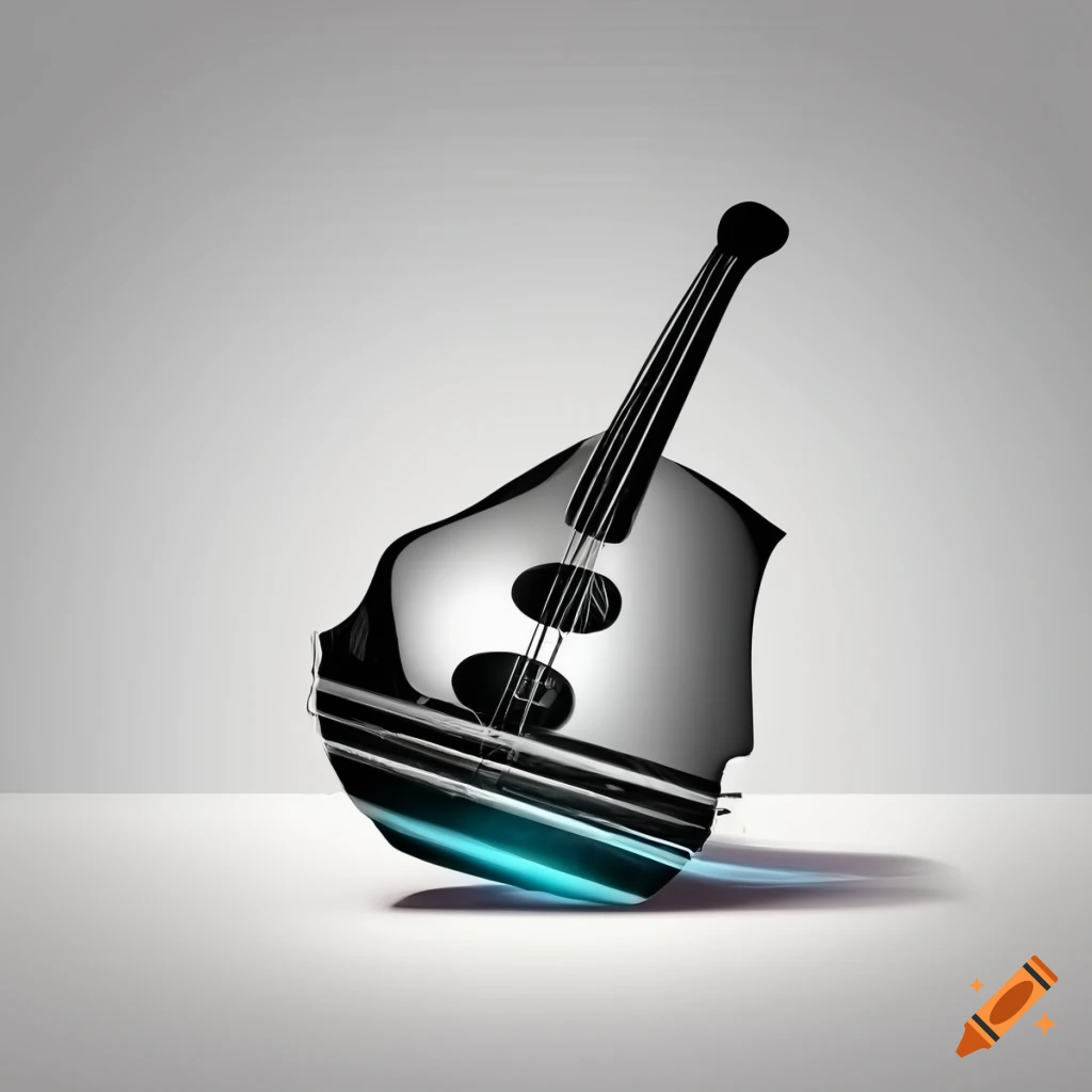 cubist abstract musical instrument on white background
