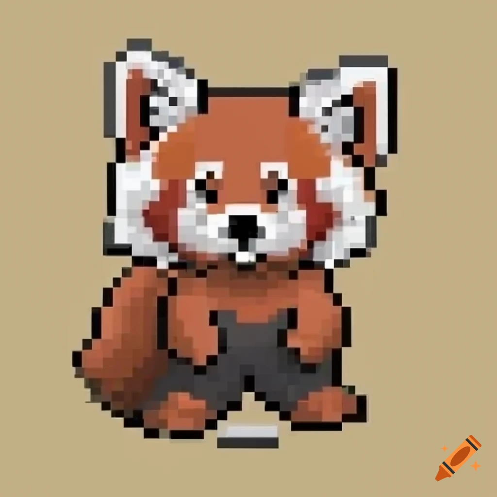 cute pixel art of a red panda