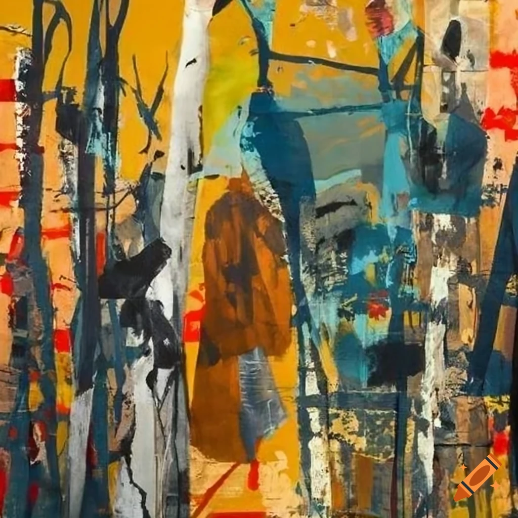 abstract mixed-media collage painting inspired by Vrubel
