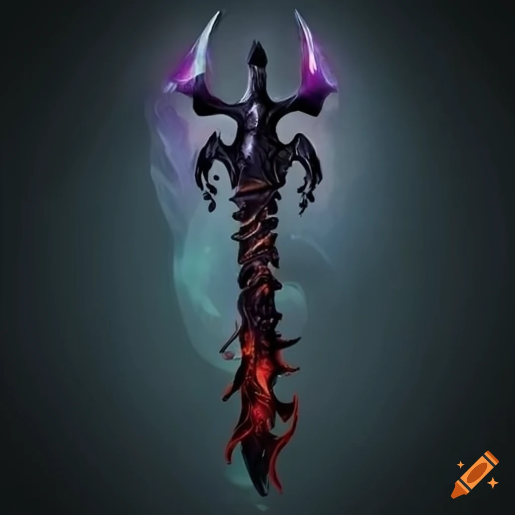 fantasy black demon sword with runes