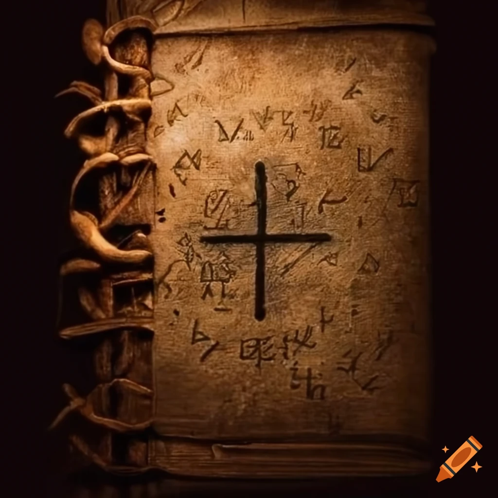 vintage book page with mysterious runes