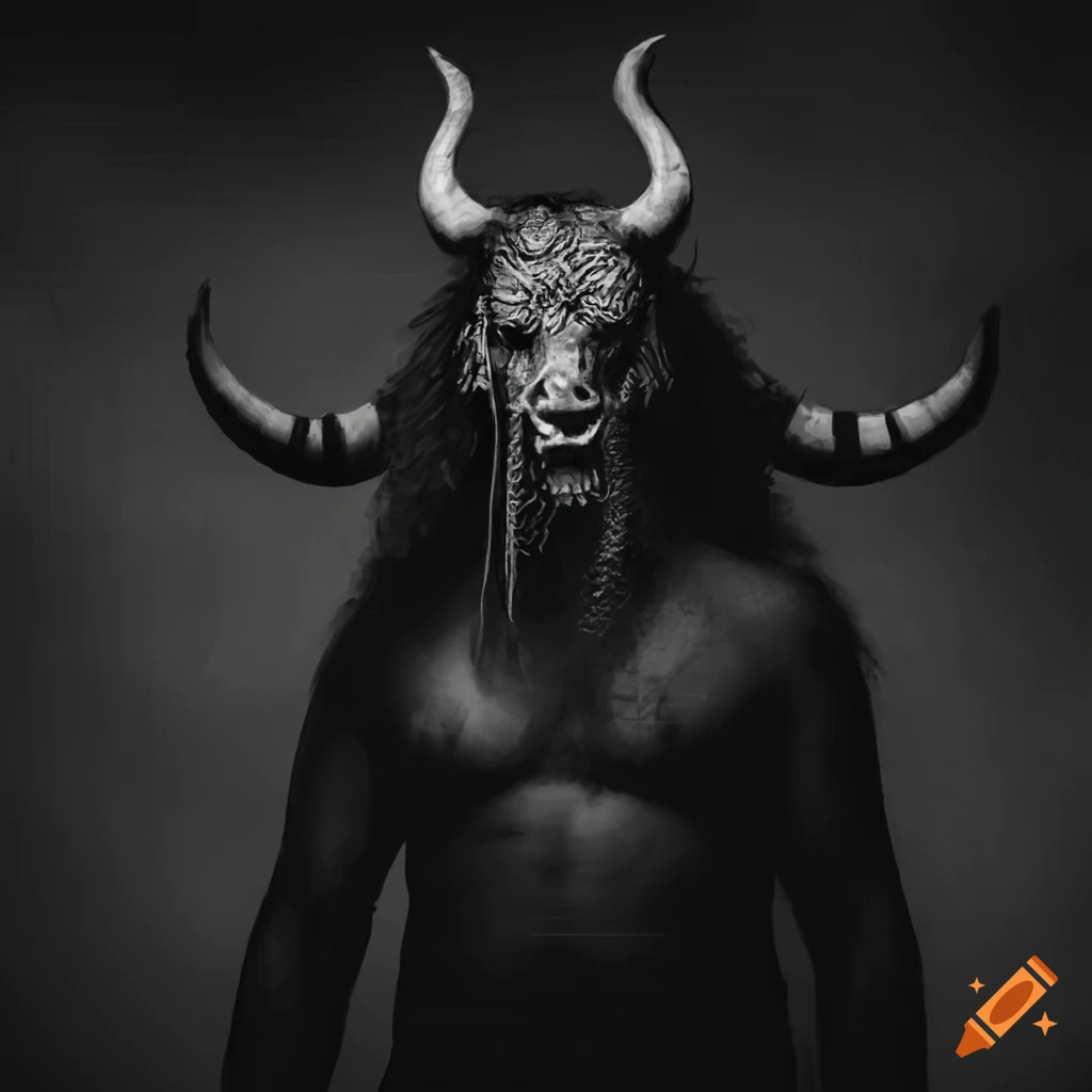 black metal album cover featuring a Minotaur