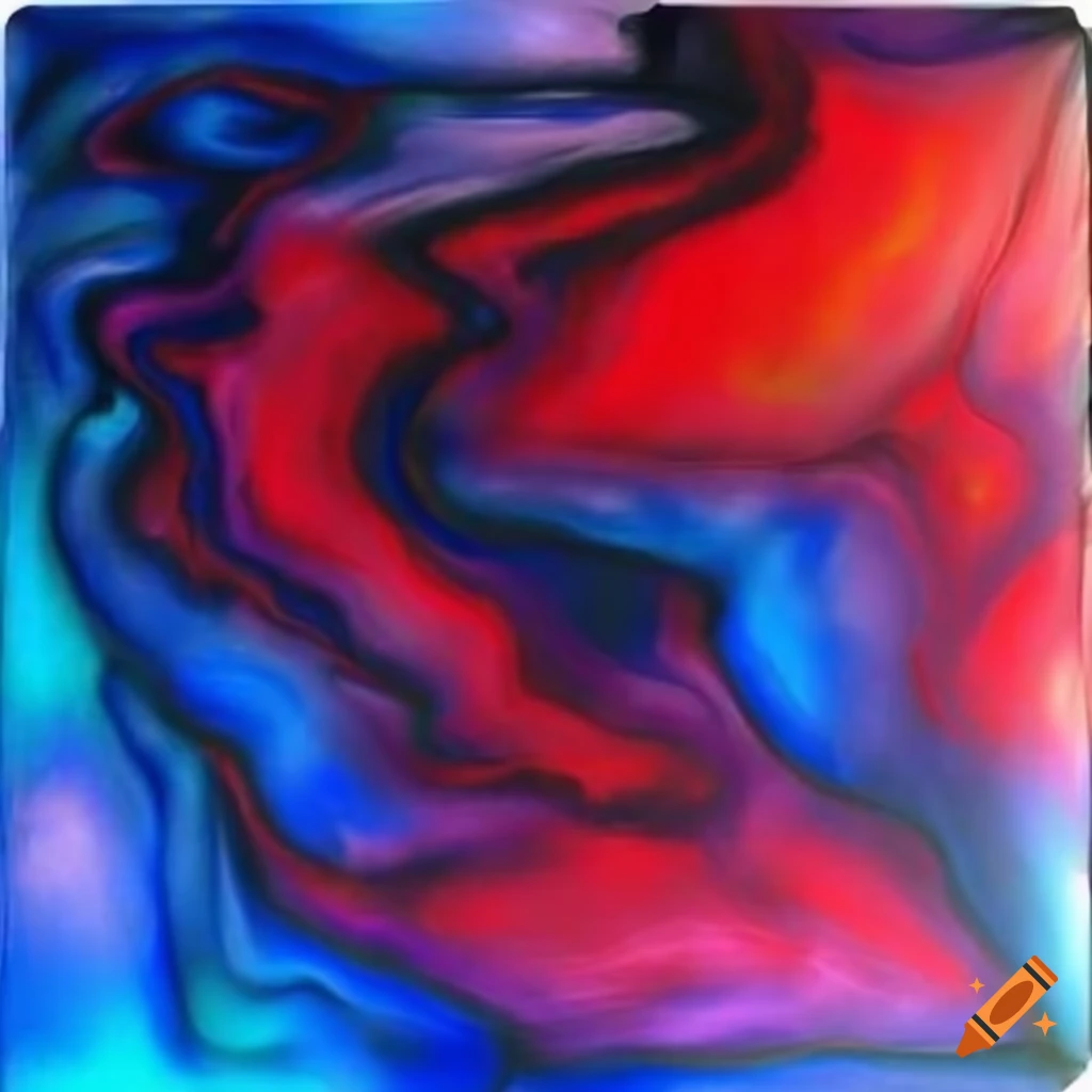 ethereal dreamlike artwork with red, blue, and black colors