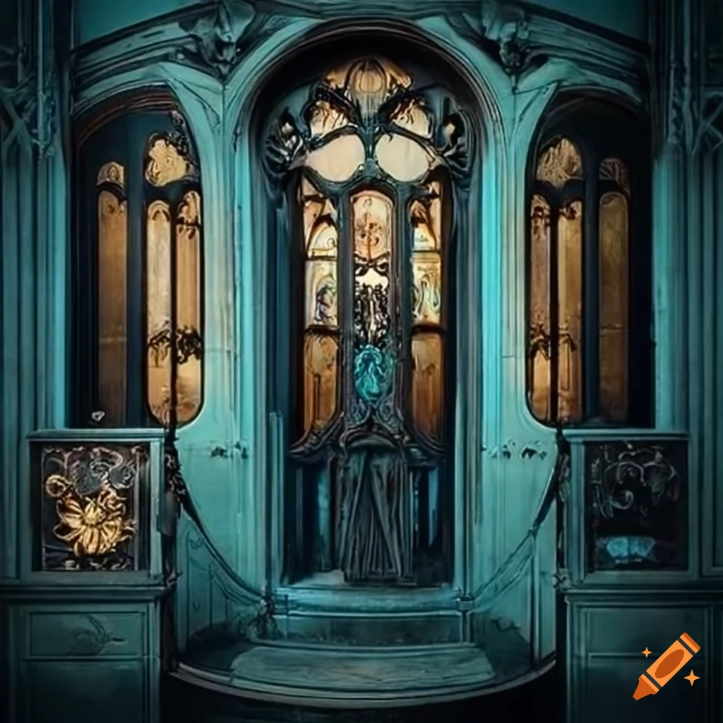 art nouveau storefront with gothic influences