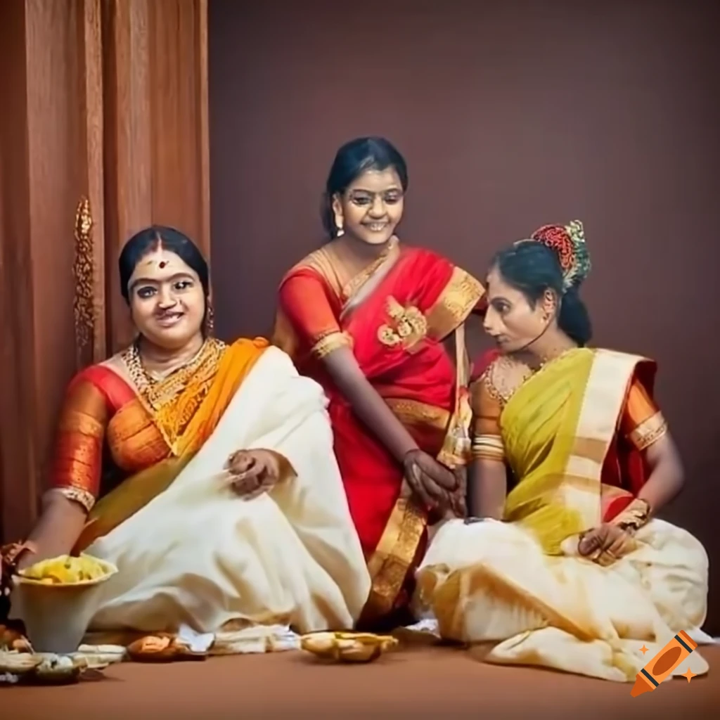 Kerala people enjoying traditional Sadhya meal
