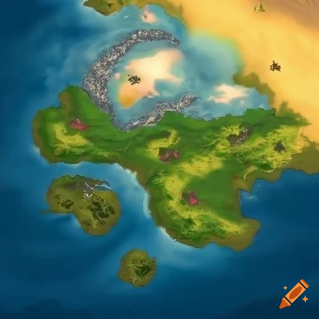 high detailed fantasy game world map
