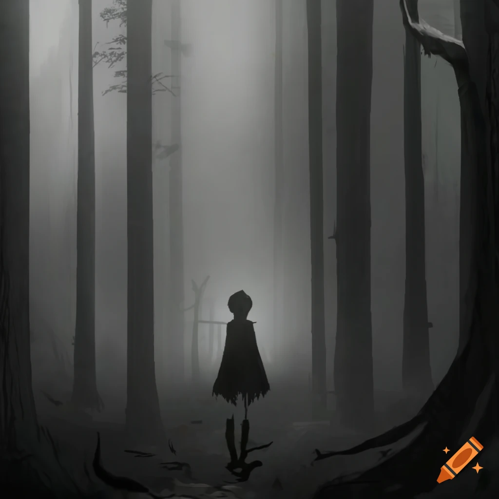 album cover with dark forest and character James