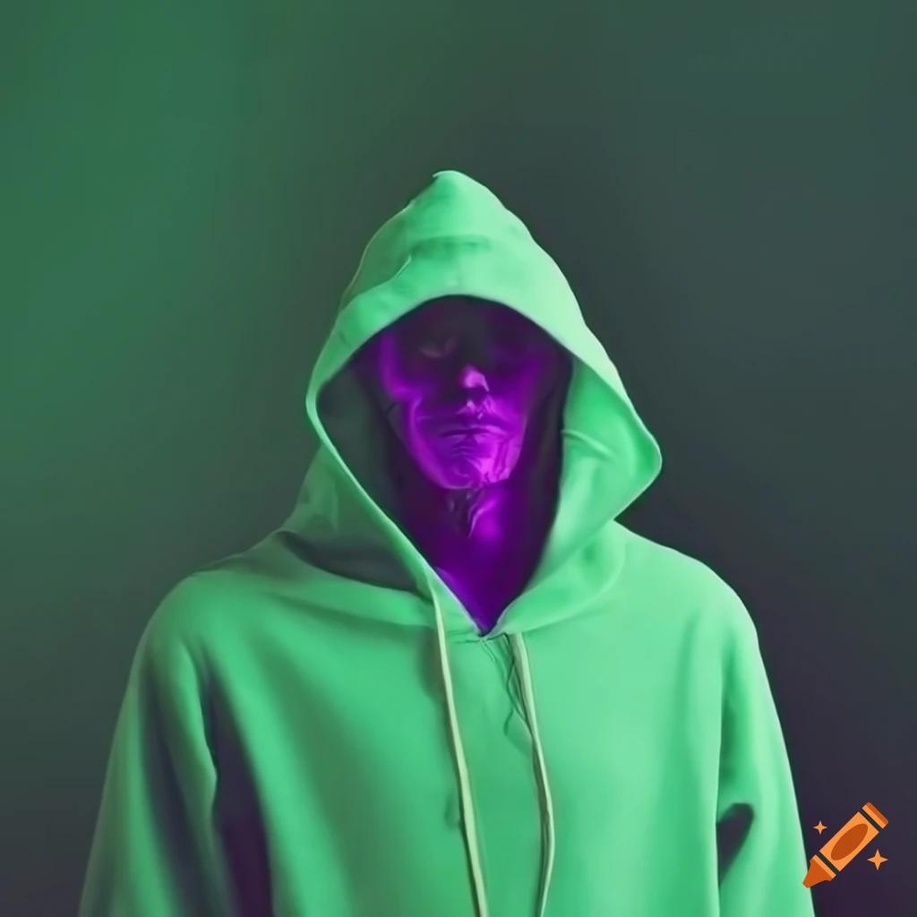 young man in colorful hoodie with unique design