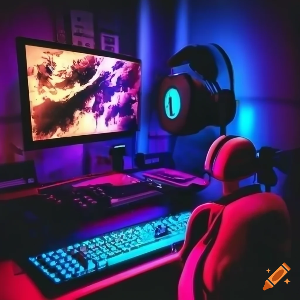 gaming setup with colorful display