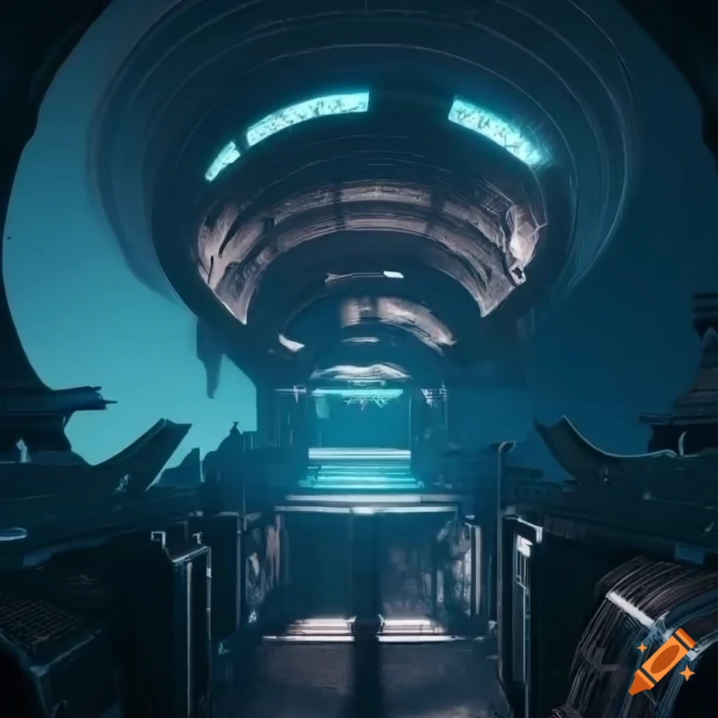 top view of a futuristic labyrinth with blue colors