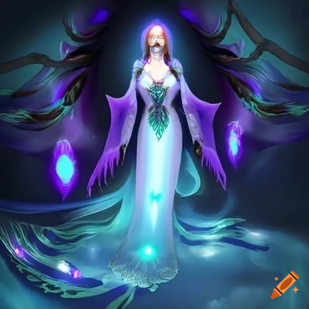 image of Elara Dawnbringer, a graceful and ethereal fantasy character