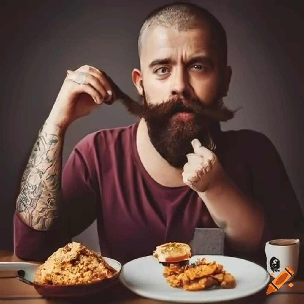 bearded man cooking