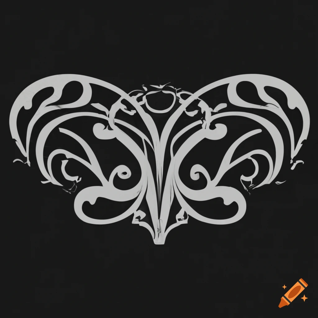 grayscale 3D art nouveau ornament in SVG